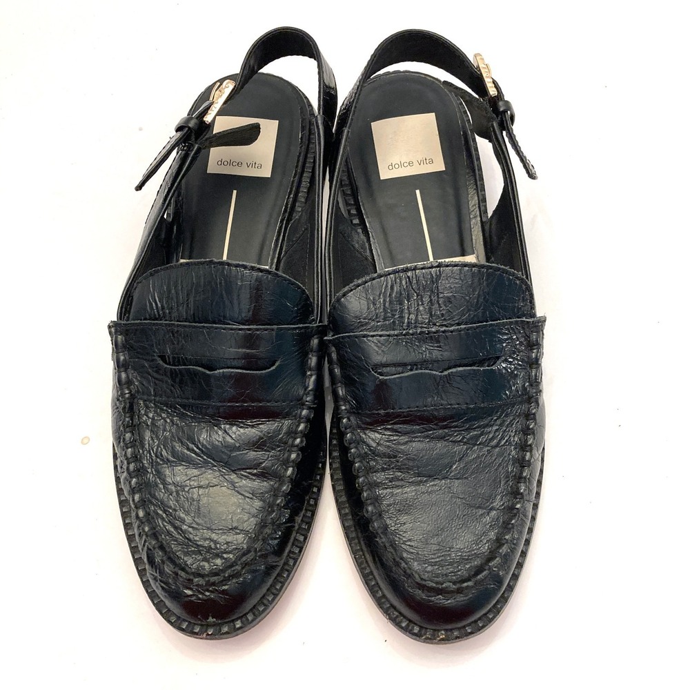 Dolce‎ Vita Hardi Slingback Loafers Black Leather Womens 7.5